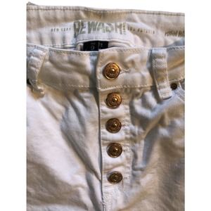 Rewash Brand Gold Button Fly Distressed #Bemore Women's Jeans White 9/29 Raw Hem